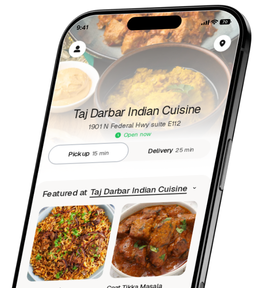 Taj Darbar Indian Cuisine app preview