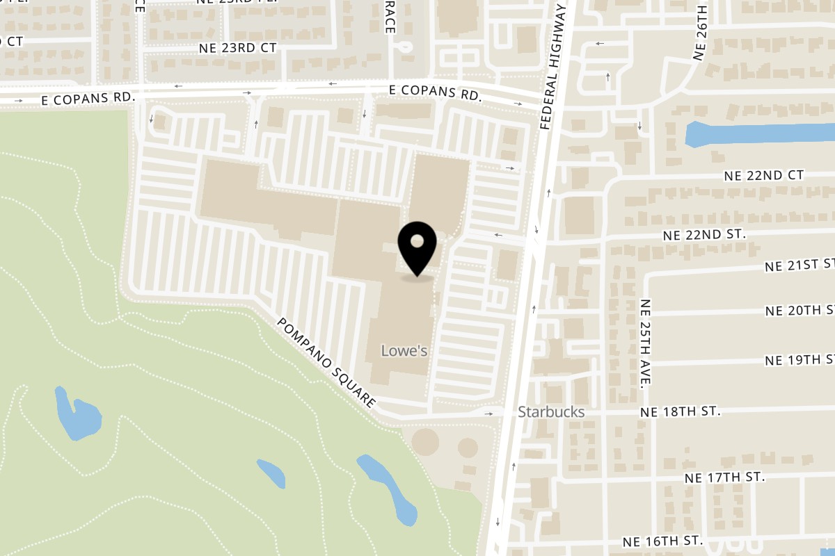 Map showing the location of Taj Darbar Indian Cuisine on 1901 N Federal Hwy suite E112 in Pompano Beach